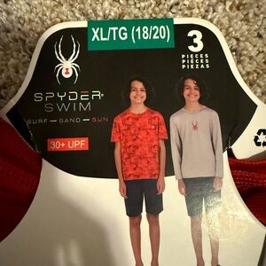 Spyder Kids' Red and Black Rashguard Set